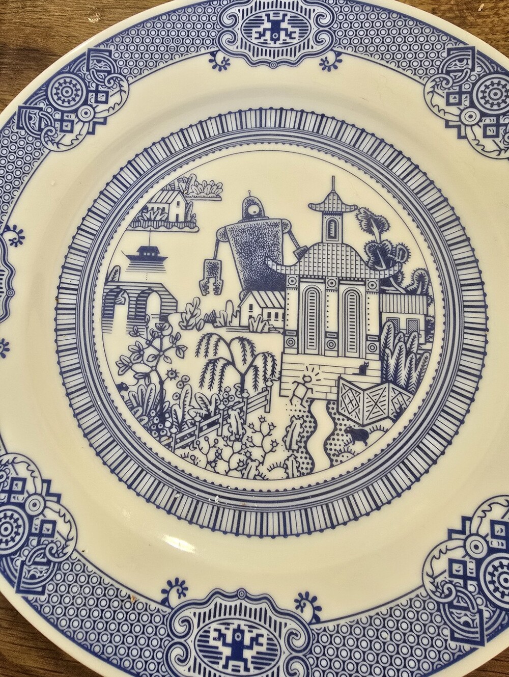 Calamityware Plate #2 Revisited Don Moyer 10” Blue White Robot 2017 PolandCala